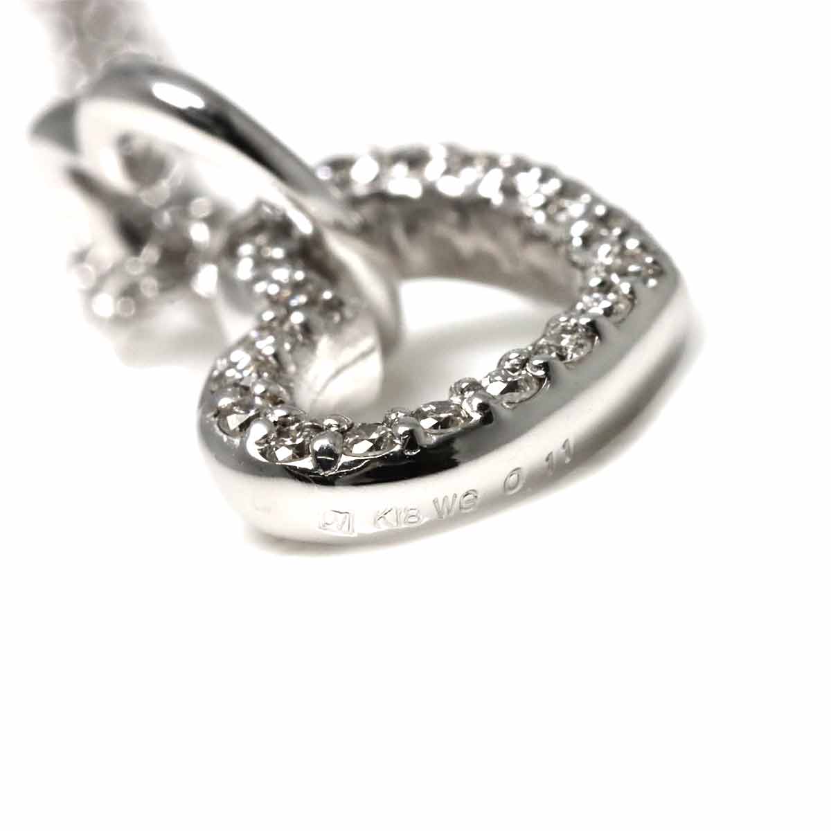 Heart Motif Diamond 0.11ct Necklace 18K White Gold 750
