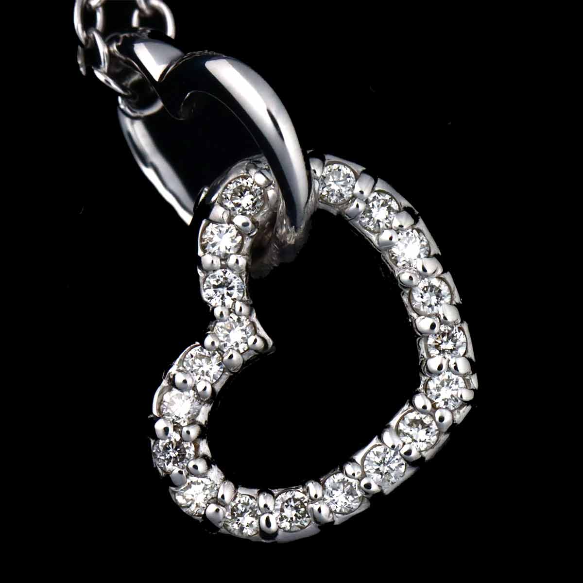 Heart Motif Diamond 0.11ct Necklace 18K White Gold 750