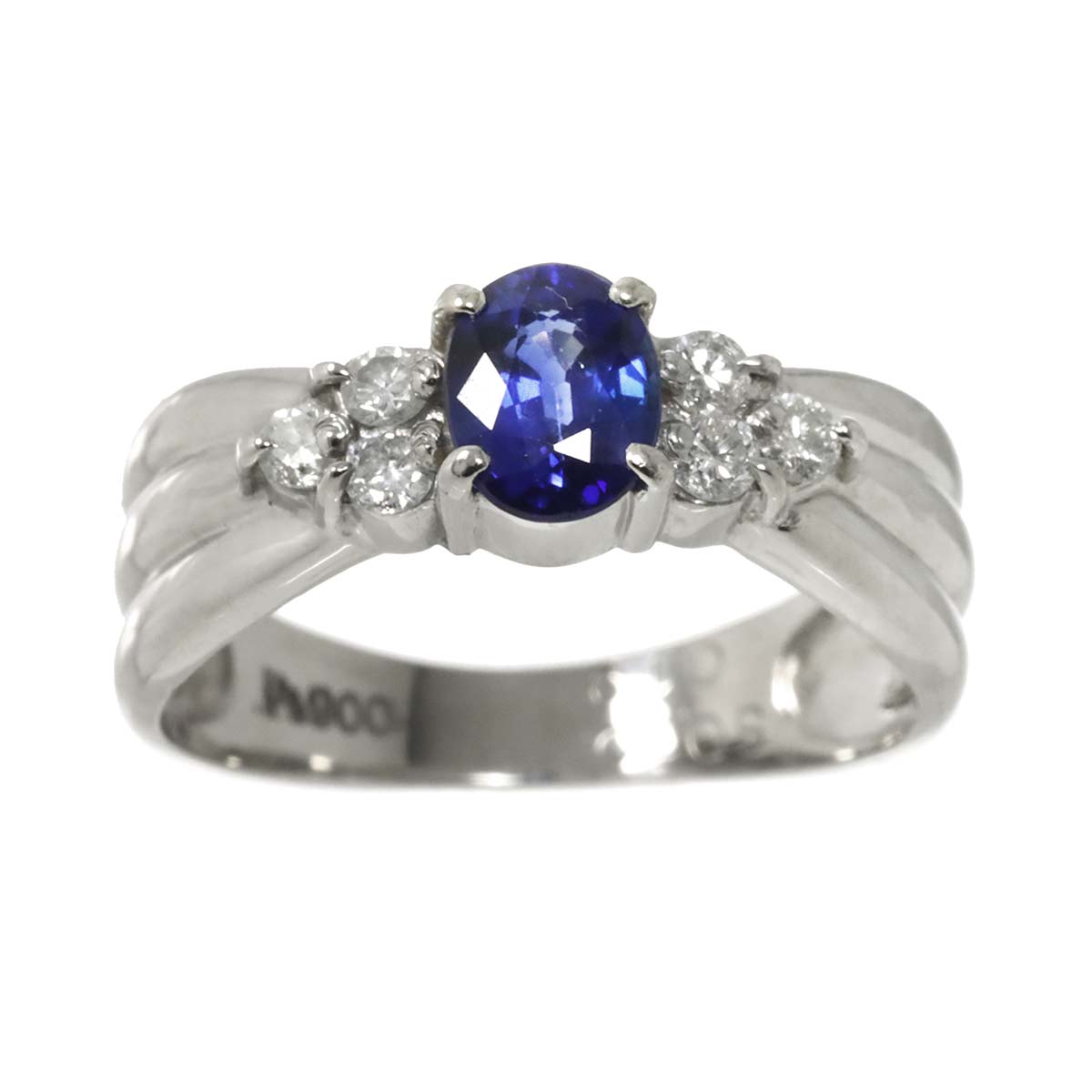 Sapphire 0.70ct Diamond 0.19ct Ring Pt Platinum size5.5-5.75(US)