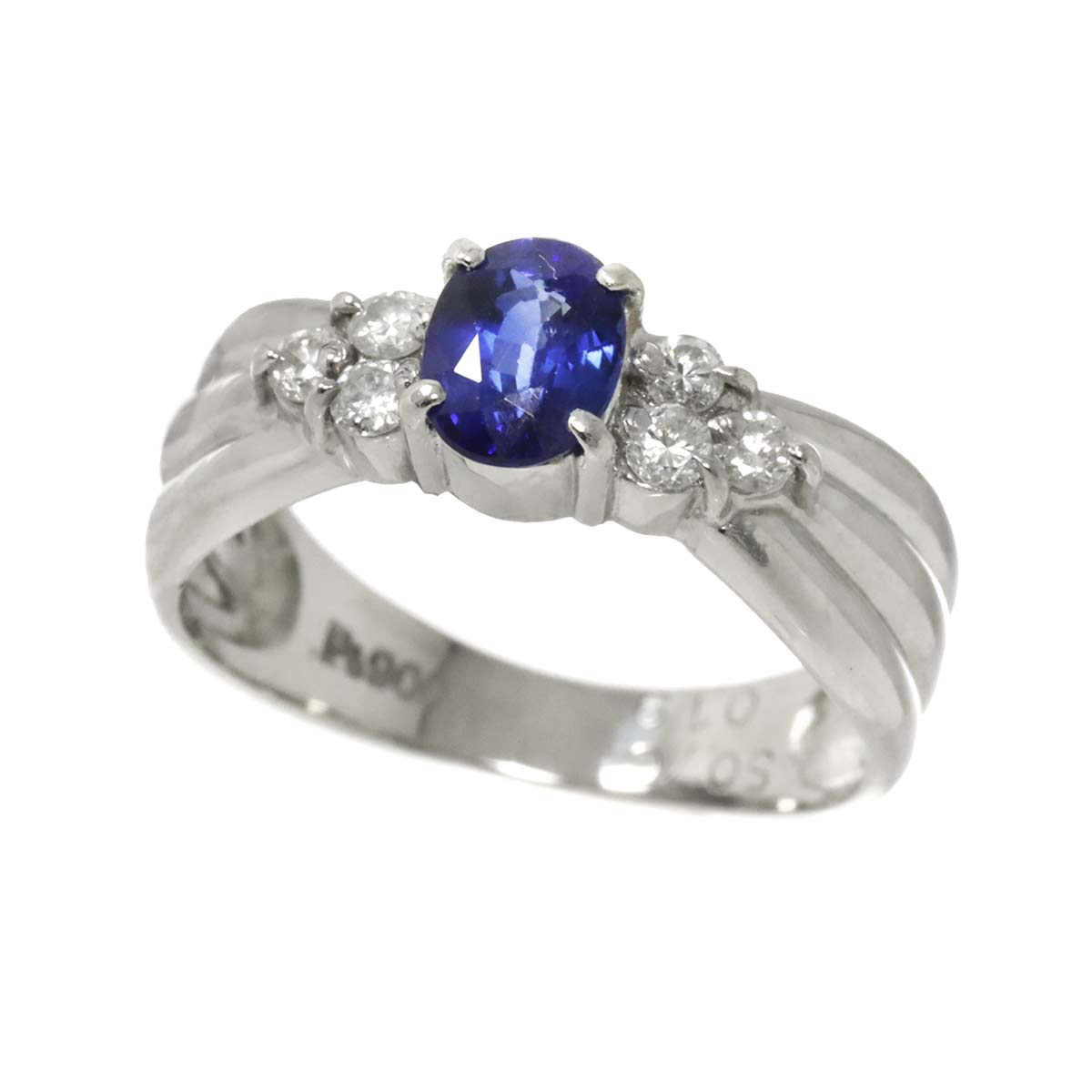 Sapphire 0.70ct Diamond 0.19ct Ring Pt Platinum size5.5-5.75(US)