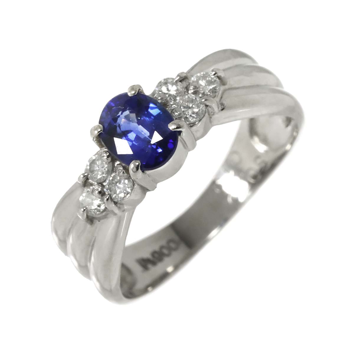 Sapphire 0.70ct Diamond 0.19ct Ring Pt Platinum size5.5-5.75(US)