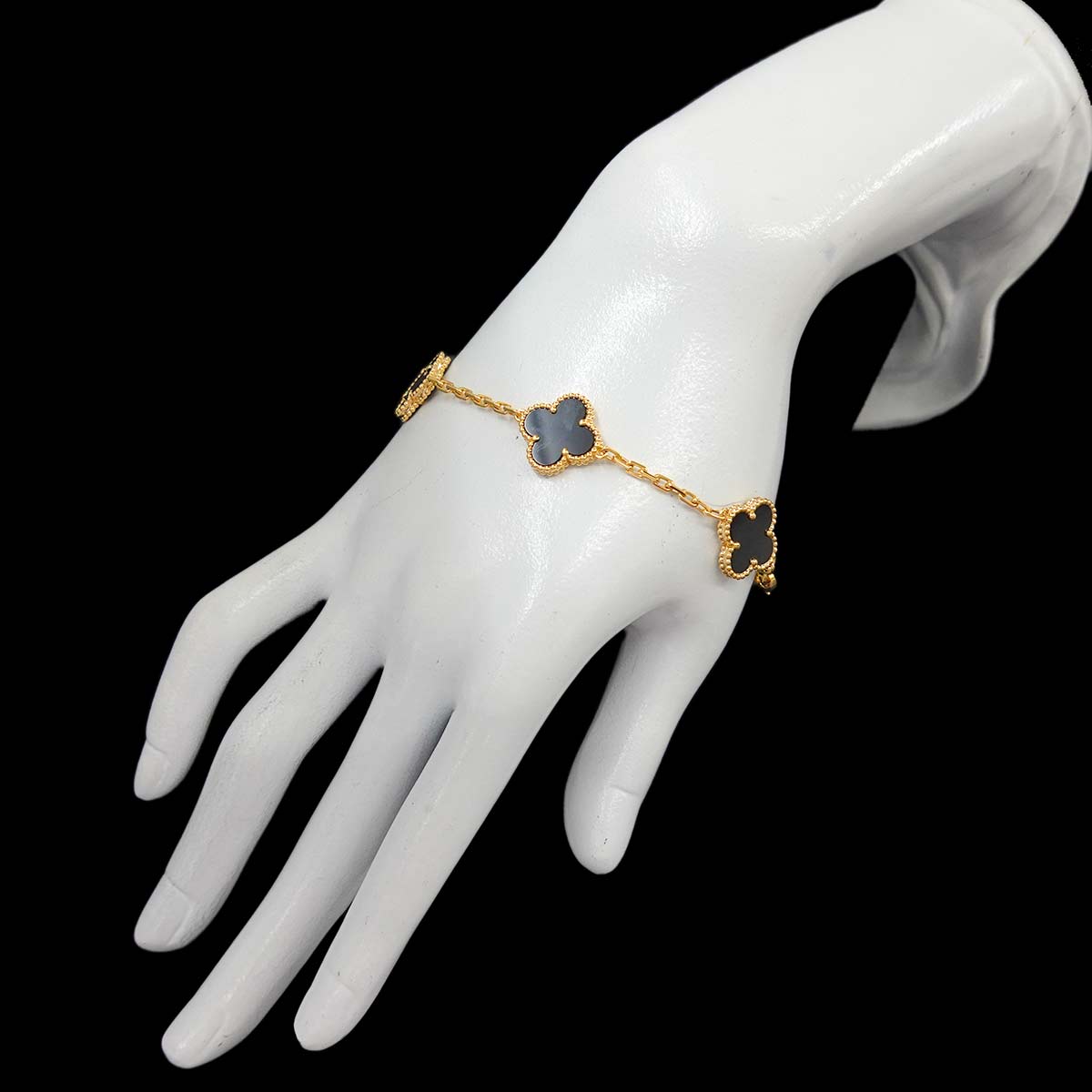 Vintage Alhambra Onyx 5P Bracelet 18K YG 750