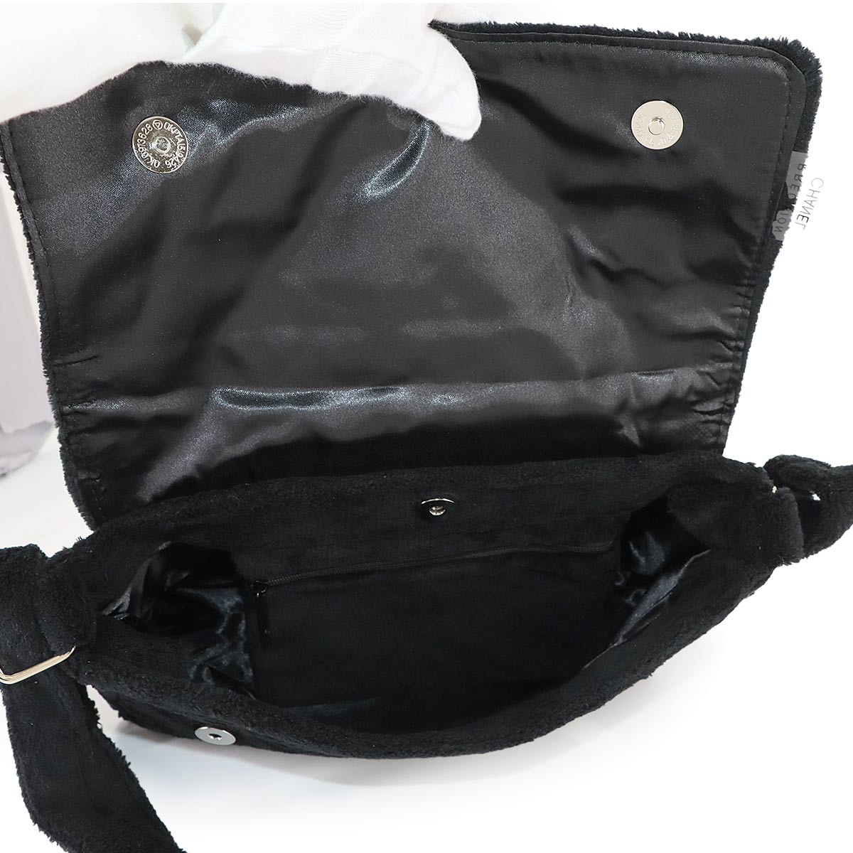 PRECISION Shoulder Bag Pile fabric Black Coco Logos Purse