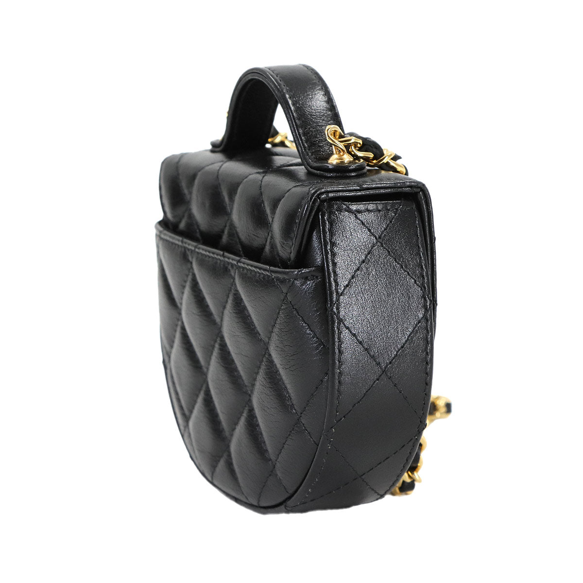 Mini Matelasse Chain Shoulder Bag Leather Black AP3378 Purse