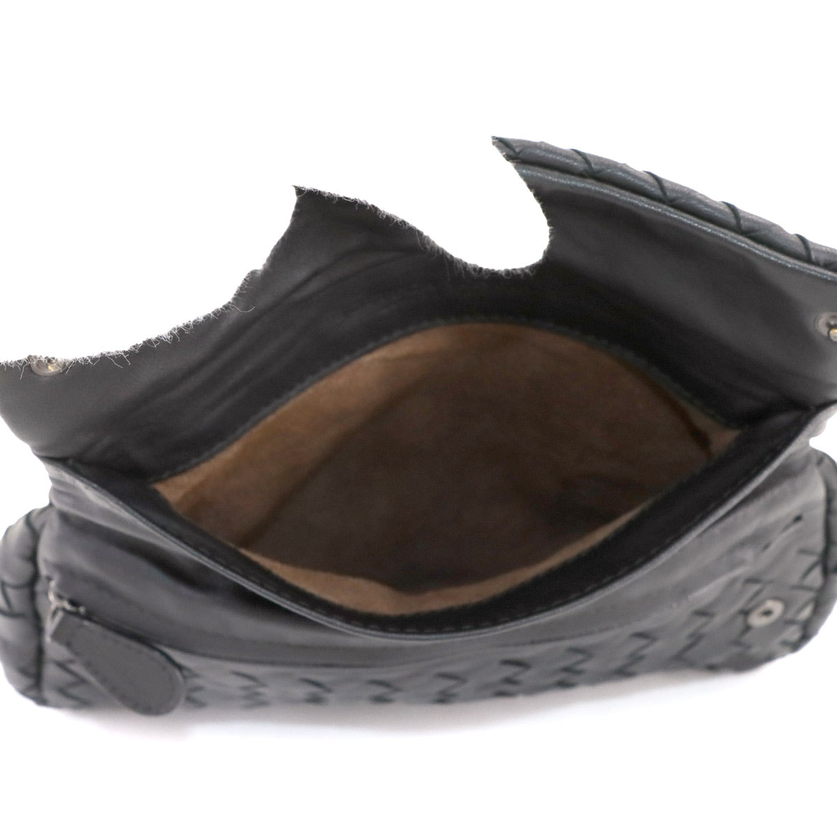 Intrecciato Chain Shoulder Bag Leather Black 310774