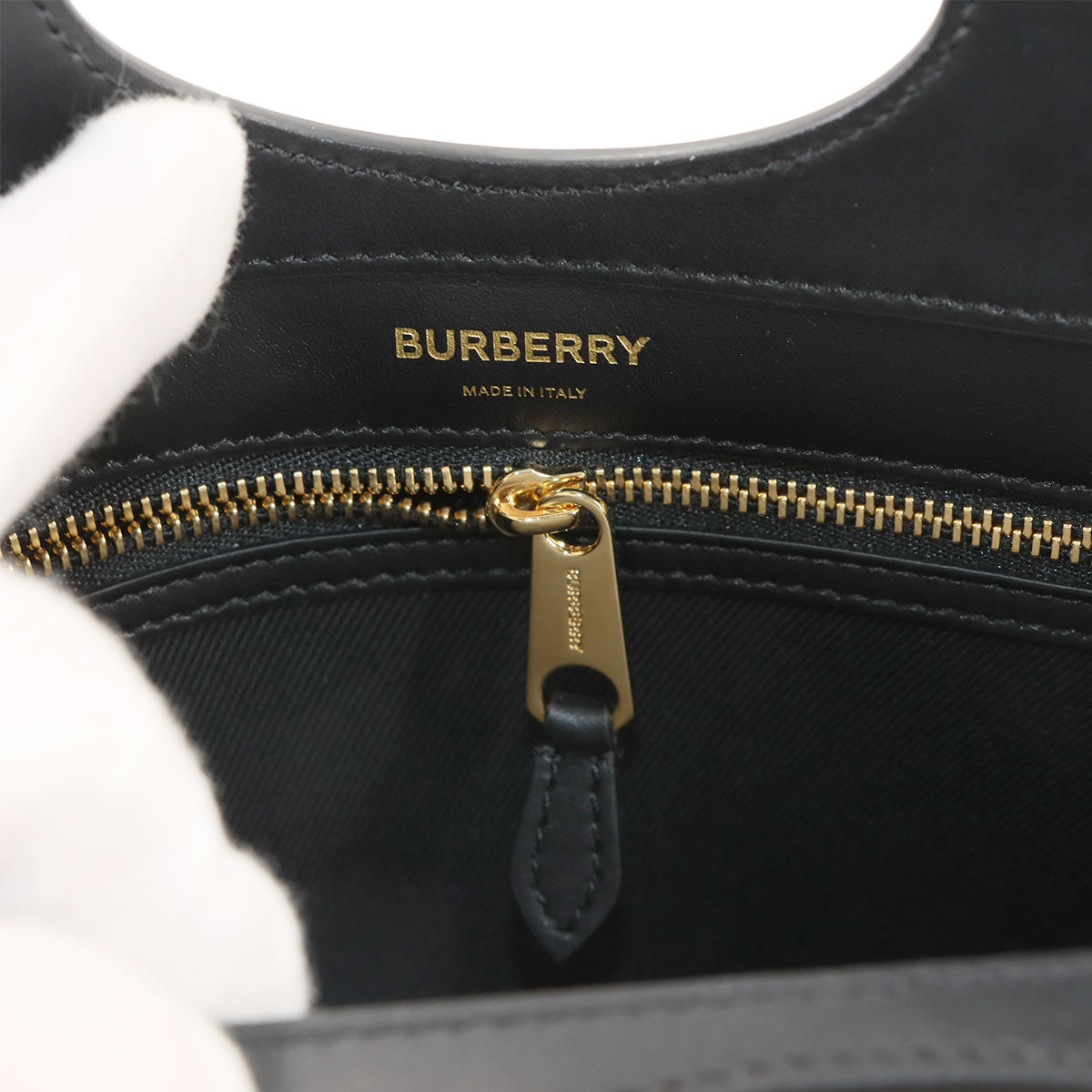 Check Pocket Bag Hand Shoulder Bag Leather Nylon Black Red