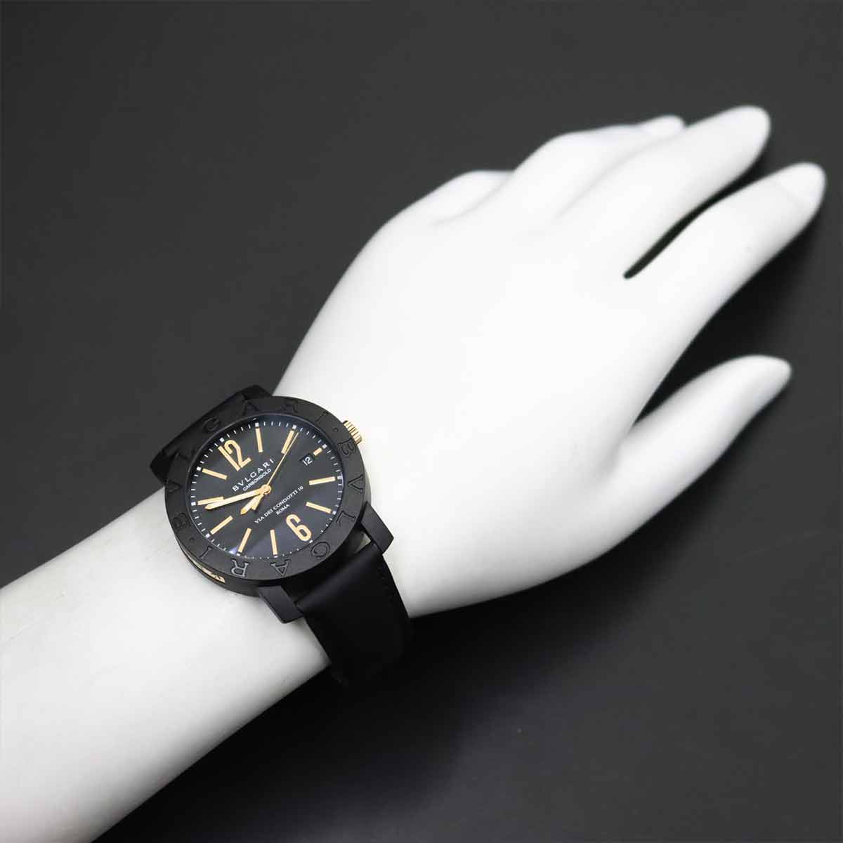 BVLGARIBVLGARI Carbon Gold BB40CL 750 PG Black Dial Mens