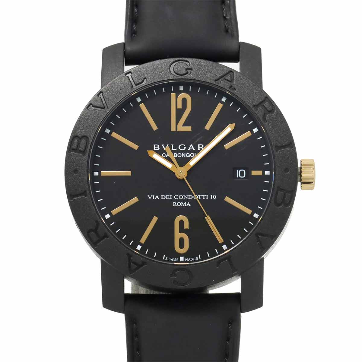 BVLGARIBVLGARI Carbon Gold BB40CL 750 PG Black Dial Mens