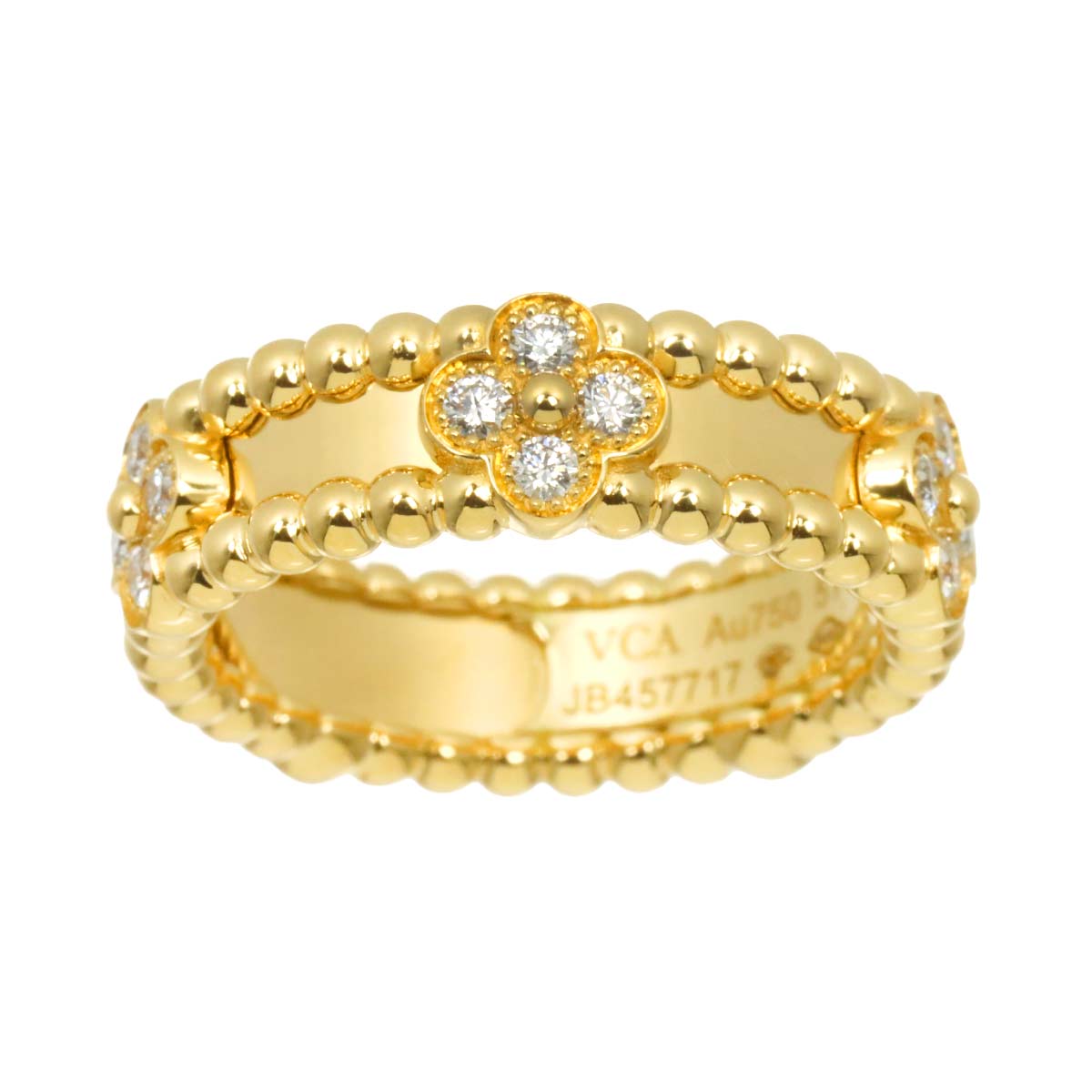 Perlee clover Diamond Ring 18K YG size51 5.5-5.75(US)