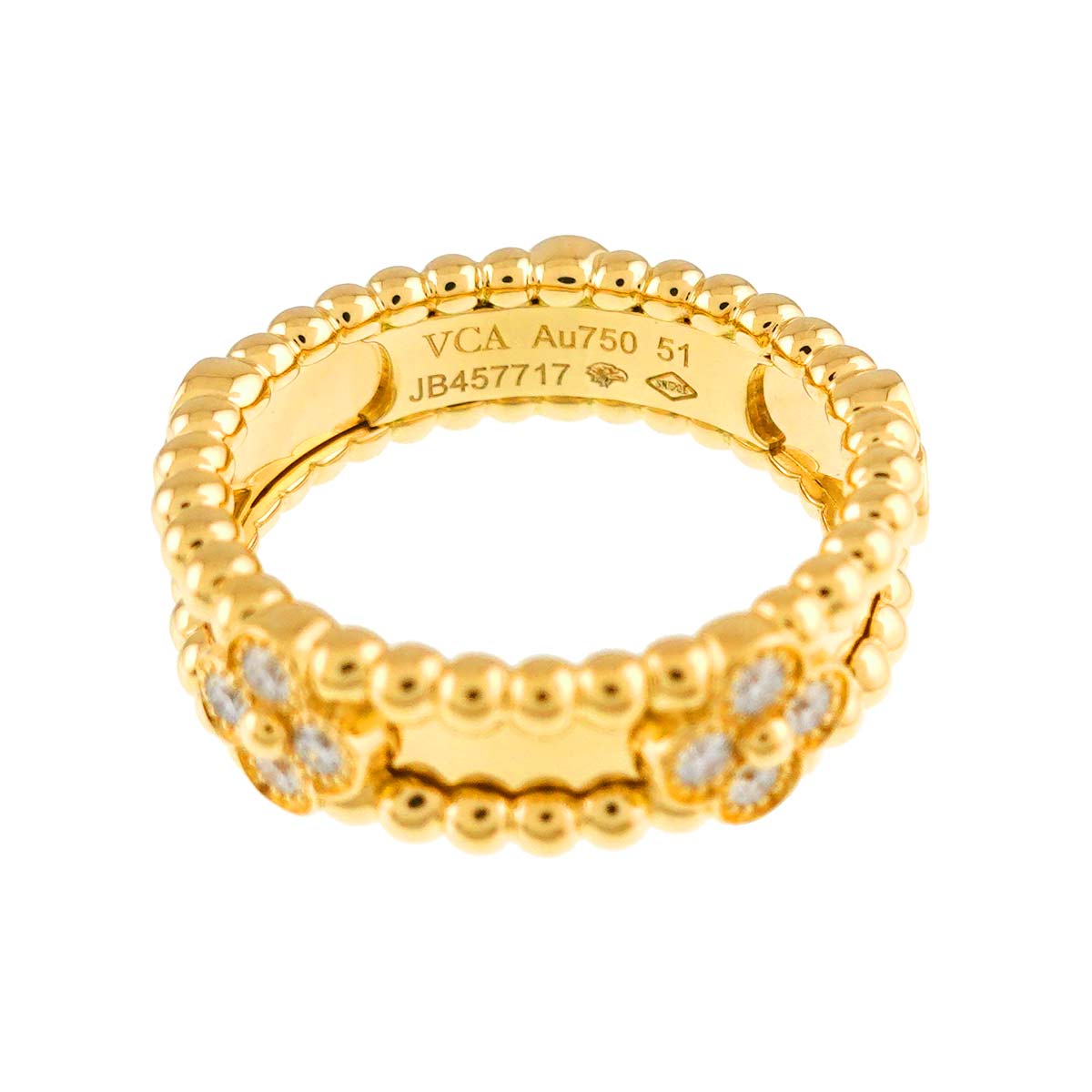 Perlee clover Diamond Ring 18K YG size51 5.5-5.75(US)