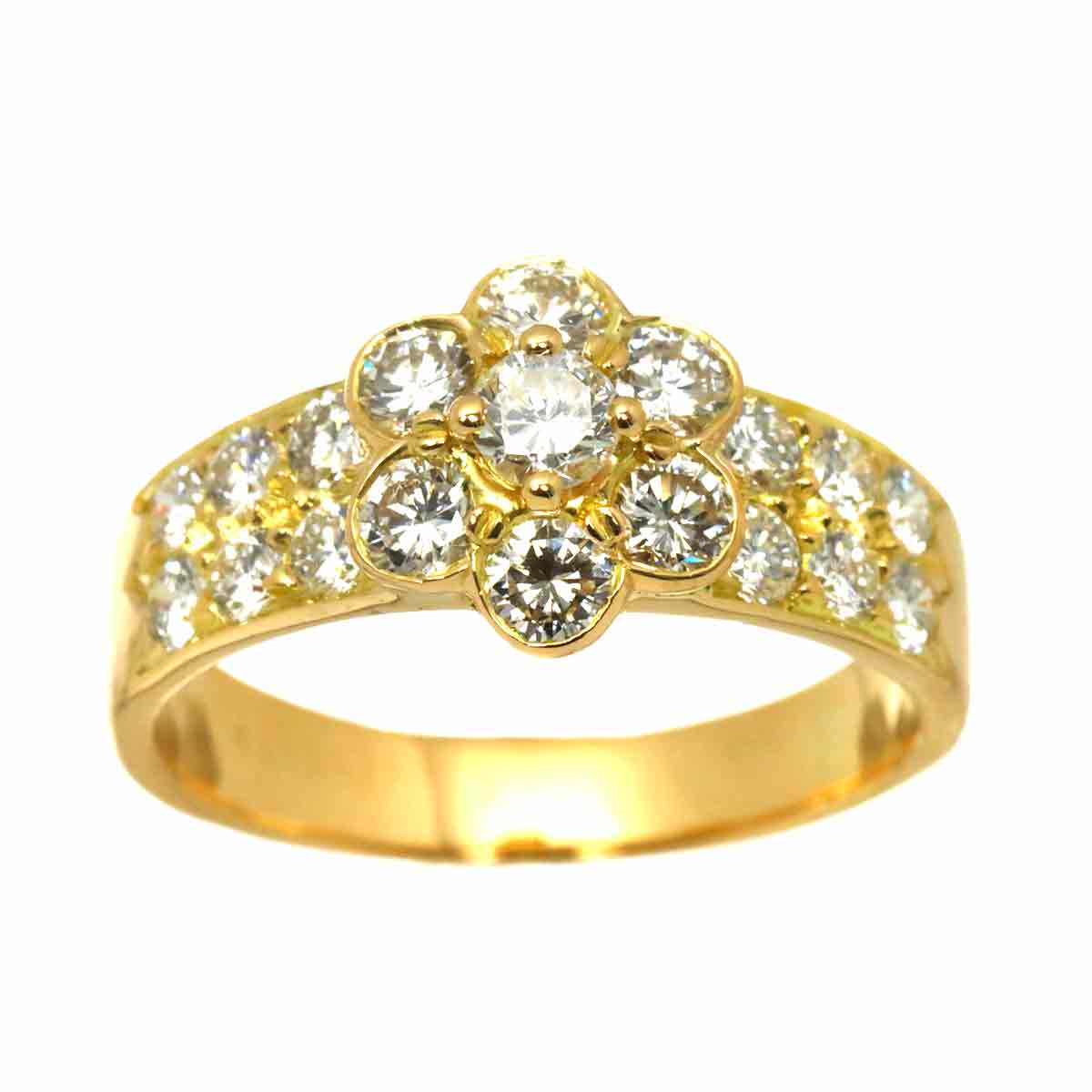 Diamond Ring 18K YG 750 size5.5-5.75(US)