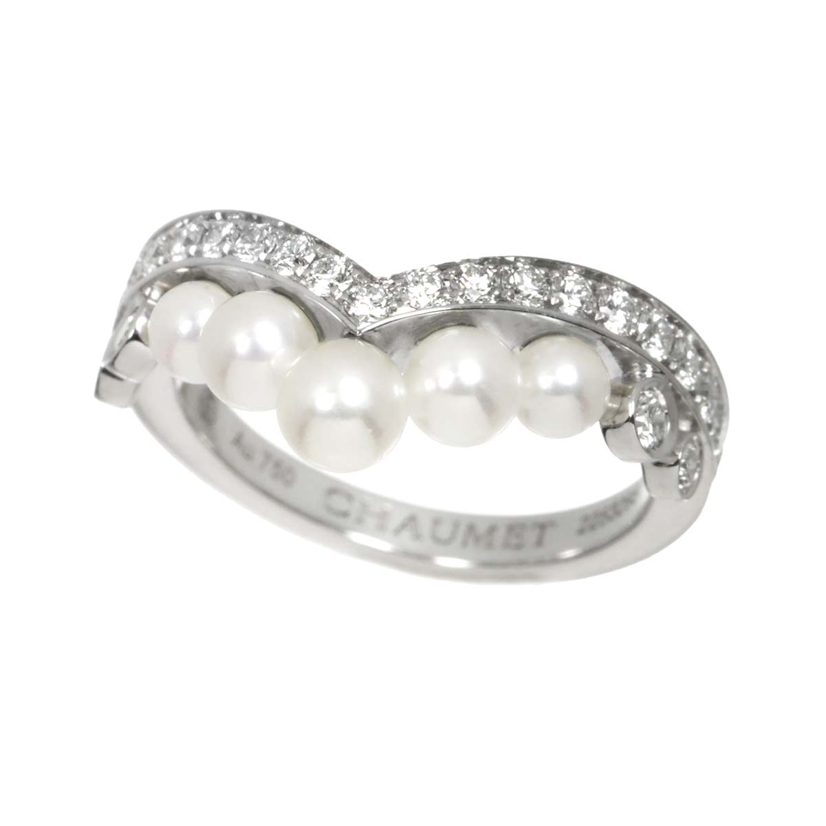 Josephine Ring Akoya Pearl Diamond 18K WG 750 Size48 4.5(US)