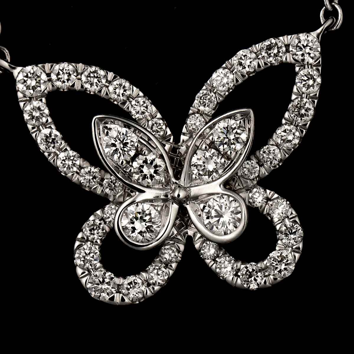 Butterfly Silhouette Mini Diamond Necklace 18K WG 750