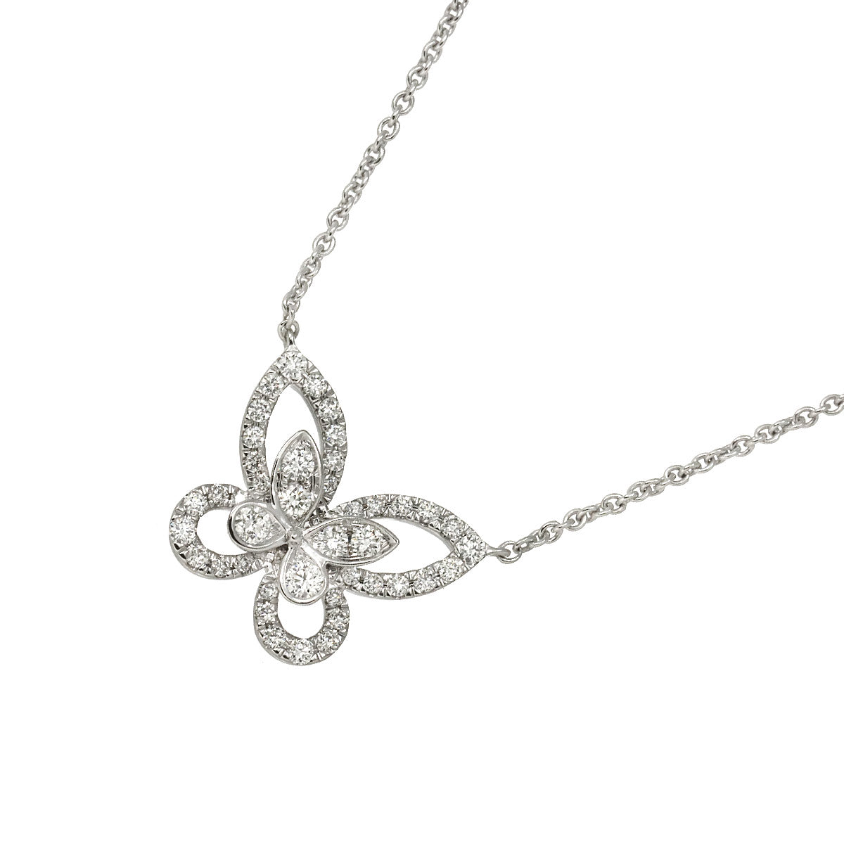 Butterfly Silhouette Mini Diamond Necklace 18K WG 750