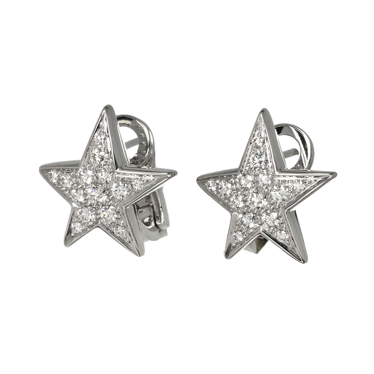 COMETE Diamond MM Earrings Pierced 18K WG White Gold 750