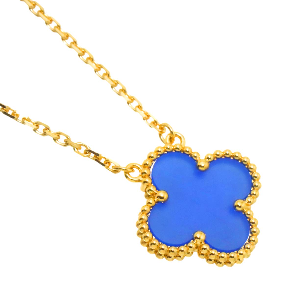 Vintage Alhambra Blue Agate Necklace 18K YG 750