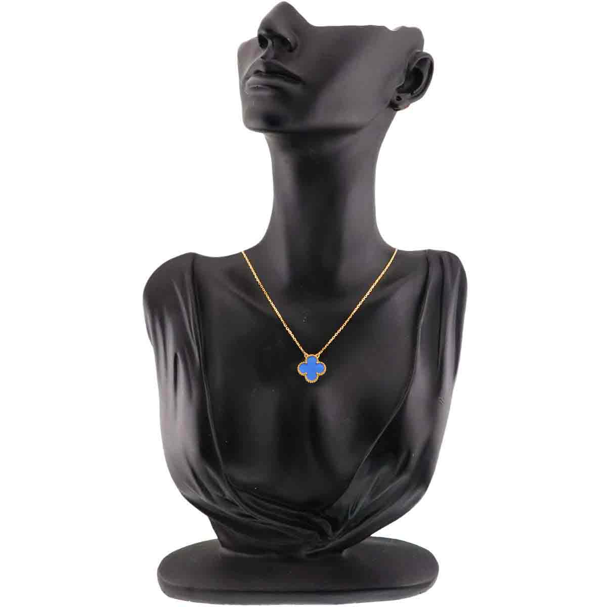 Vintage Alhambra Blue Agate Necklace 18K YG 750