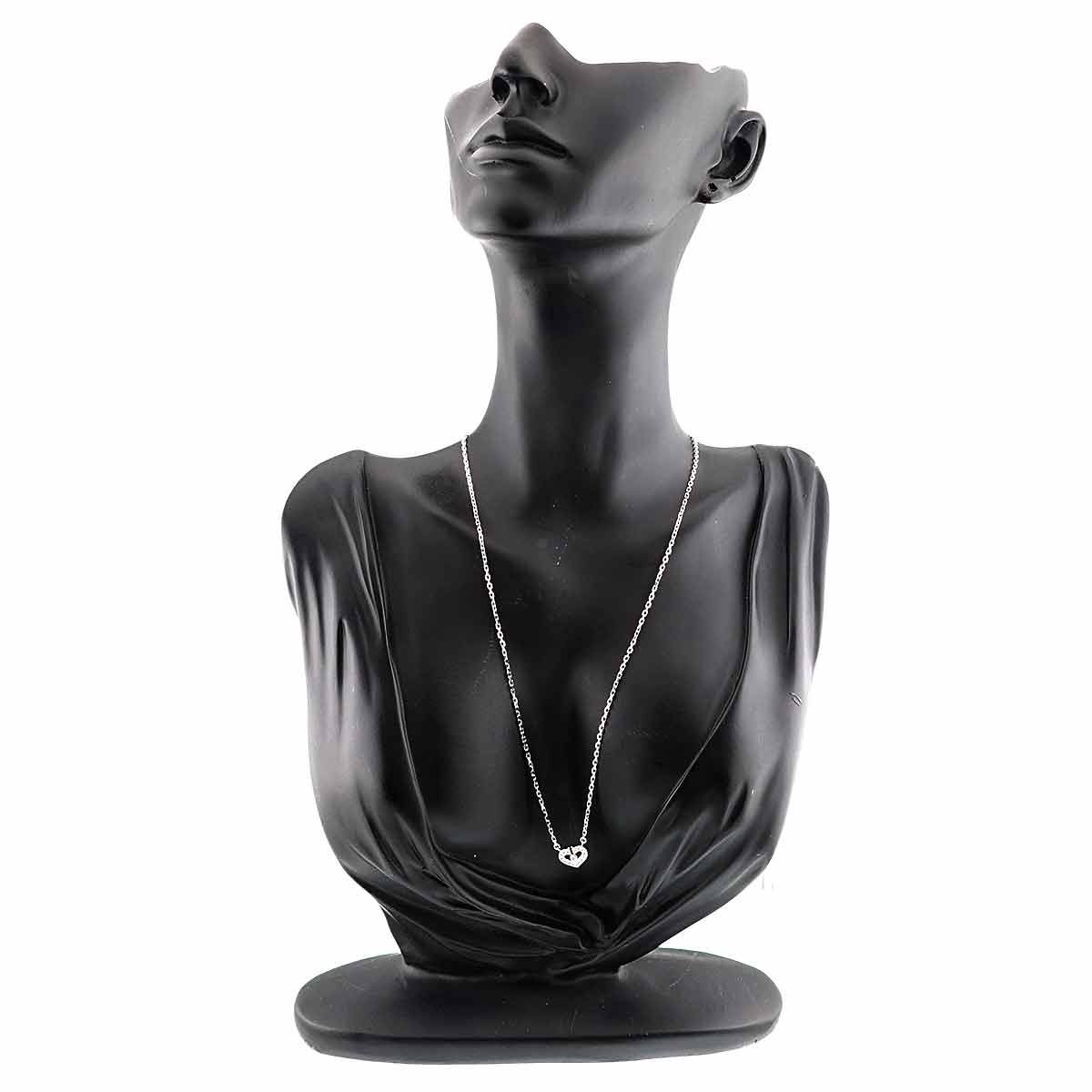 C Heart Diamond Necklace 18K White Gold 750