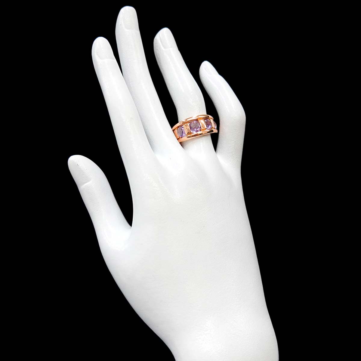 Amethyst Diamond Ring 18K Pink Gold 750 size6.25-6.5(US)
