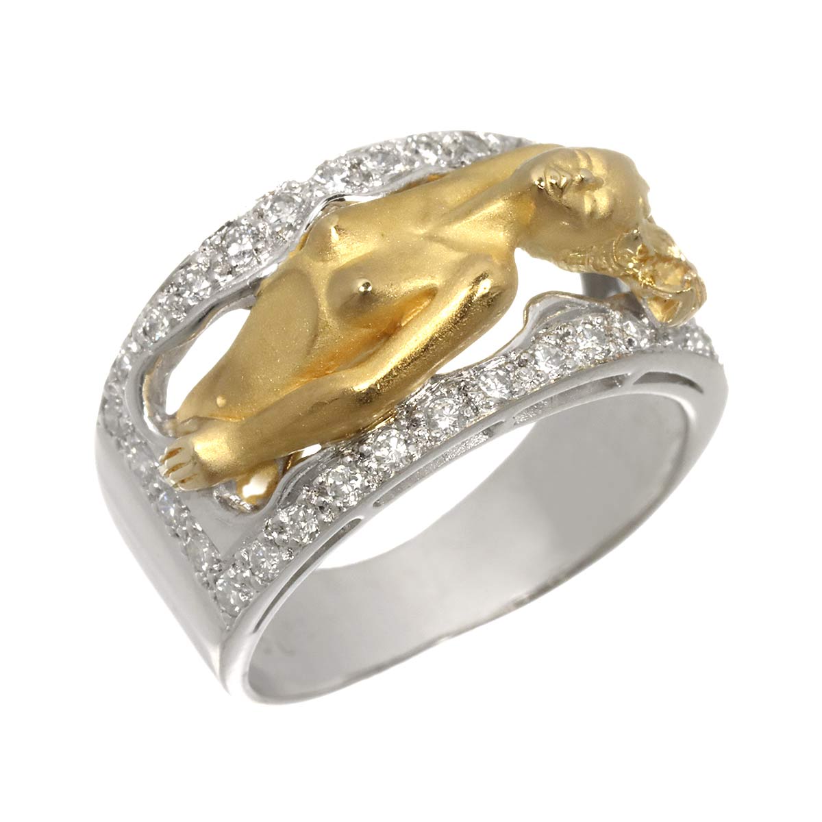 Diamond Ring 18K YG WG 750 Size6(US)