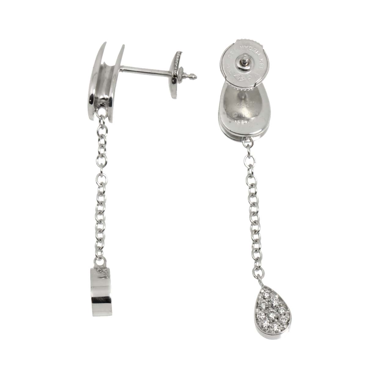 Teardrop Diamond Earrings Pierced 18K WG 750
