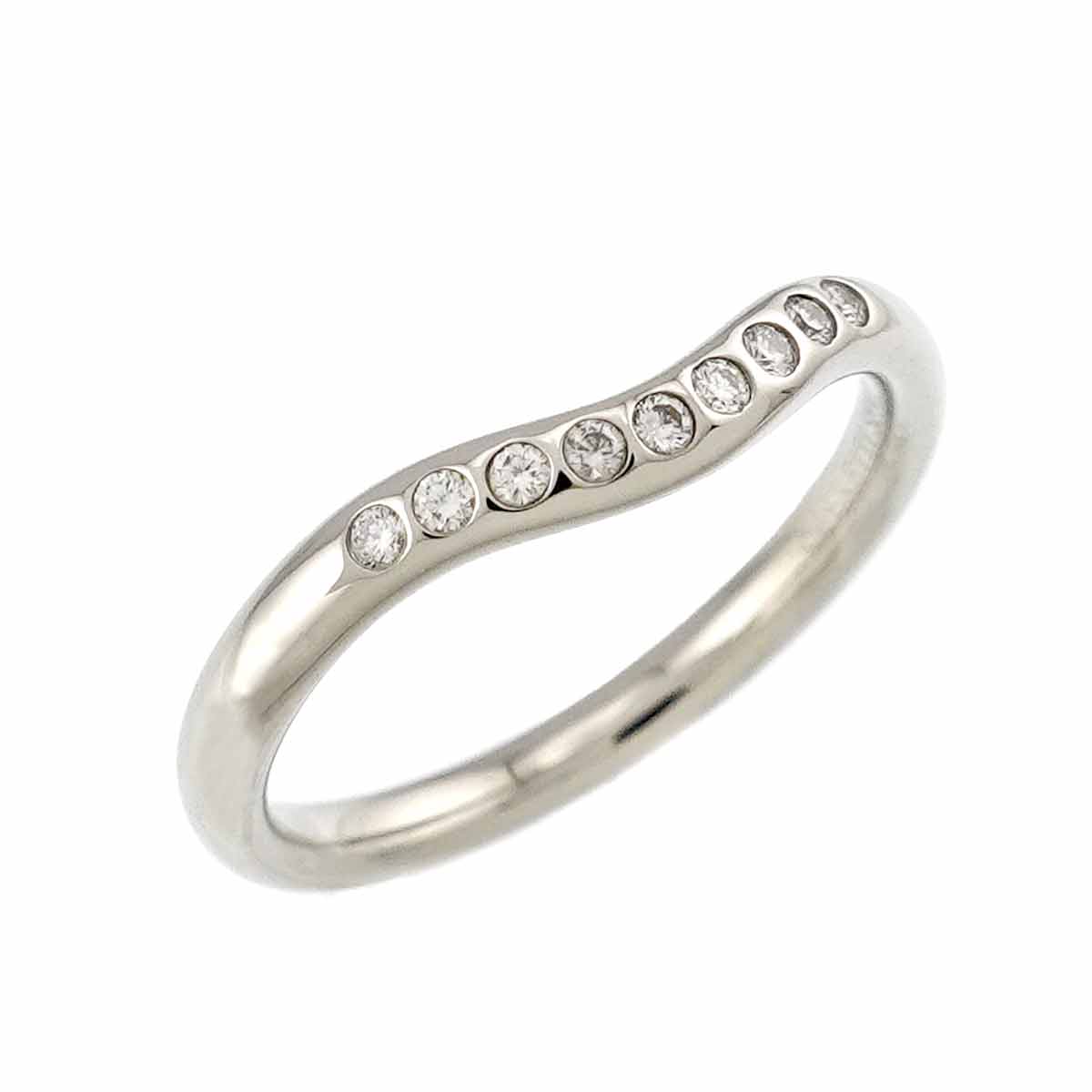 Curved Band Diamond Ring Platinum size4.5(US)