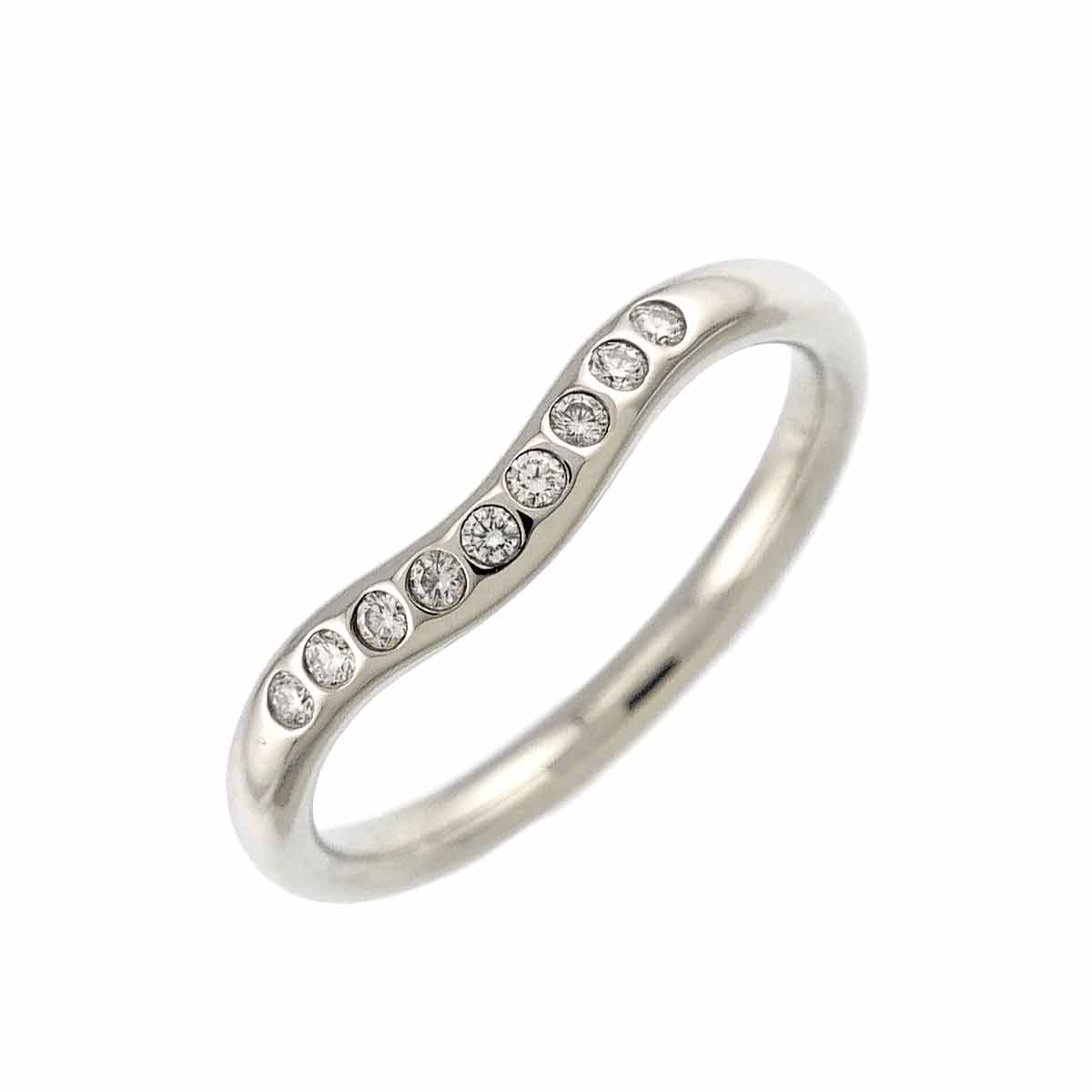 Curved Band Diamond Ring Platinum size4.5(US)