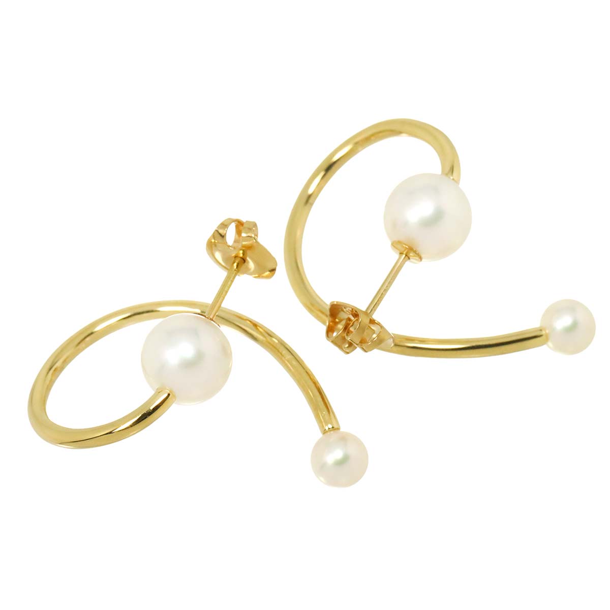 Balance Akoya Pearl 7.7-5.0mm Earrings Pierced 18K YG 750