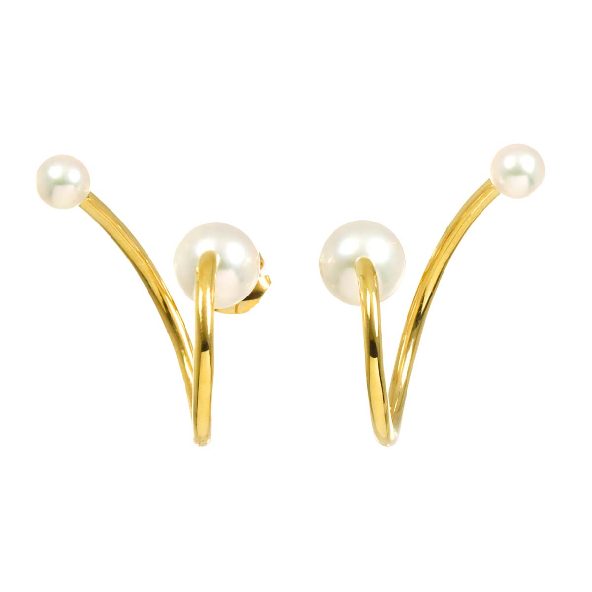 Balance Akoya Pearl 7.7-5.0mm Earrings Pierced 18K YG 750
