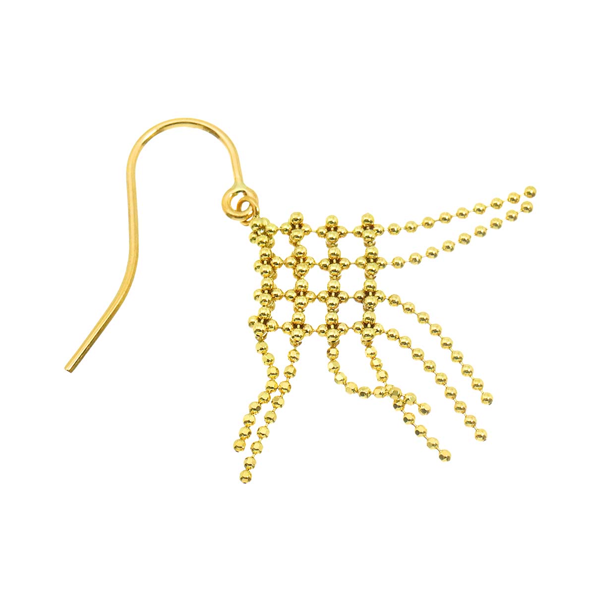 Fringe hook Earring Pierced 18K YG One Piece only