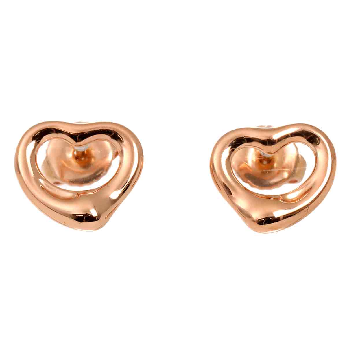 Open Heart Earrings Pierced 18K Pink Gold 750