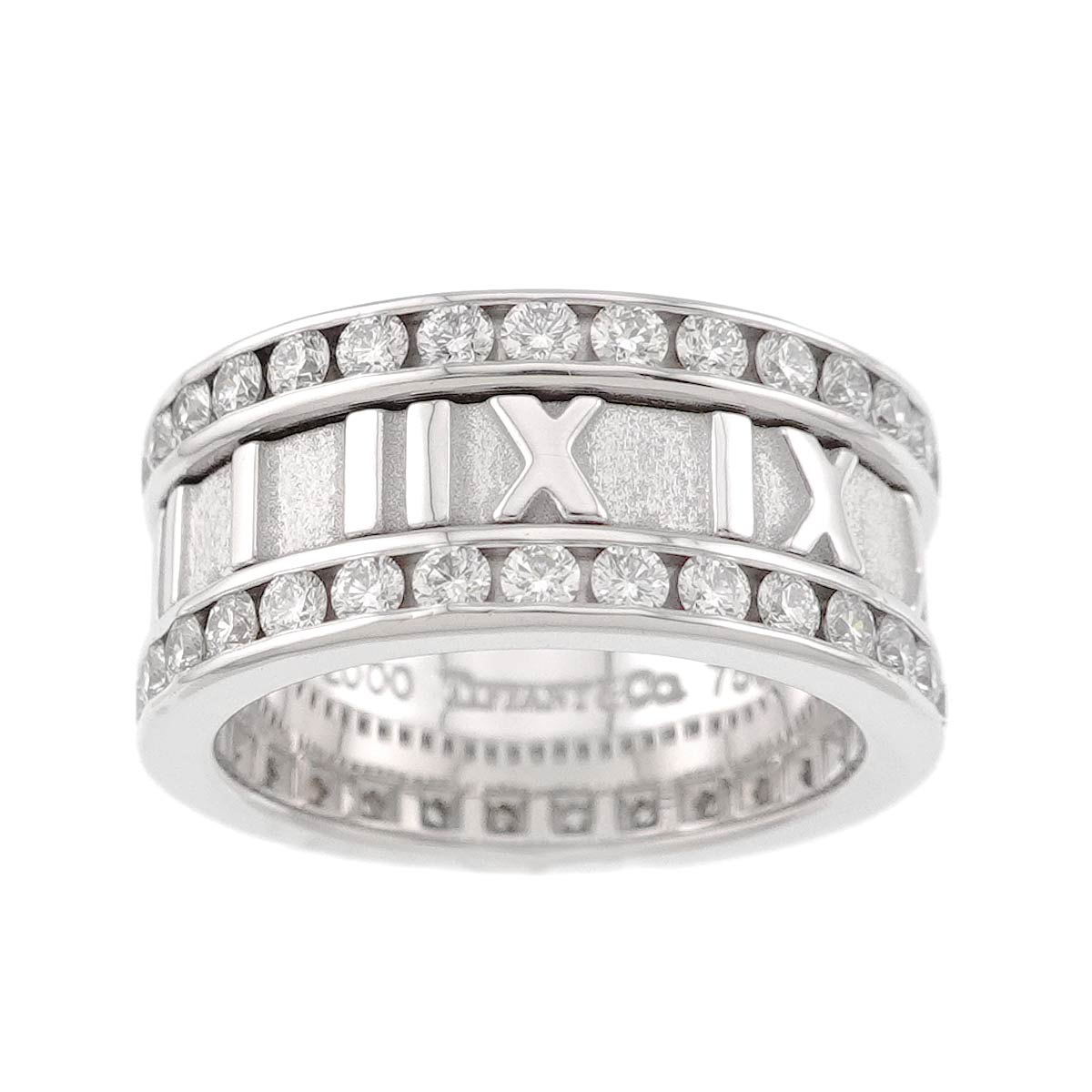 Atlas Full Diamond Ring 18K White Gold 750 size4(US)