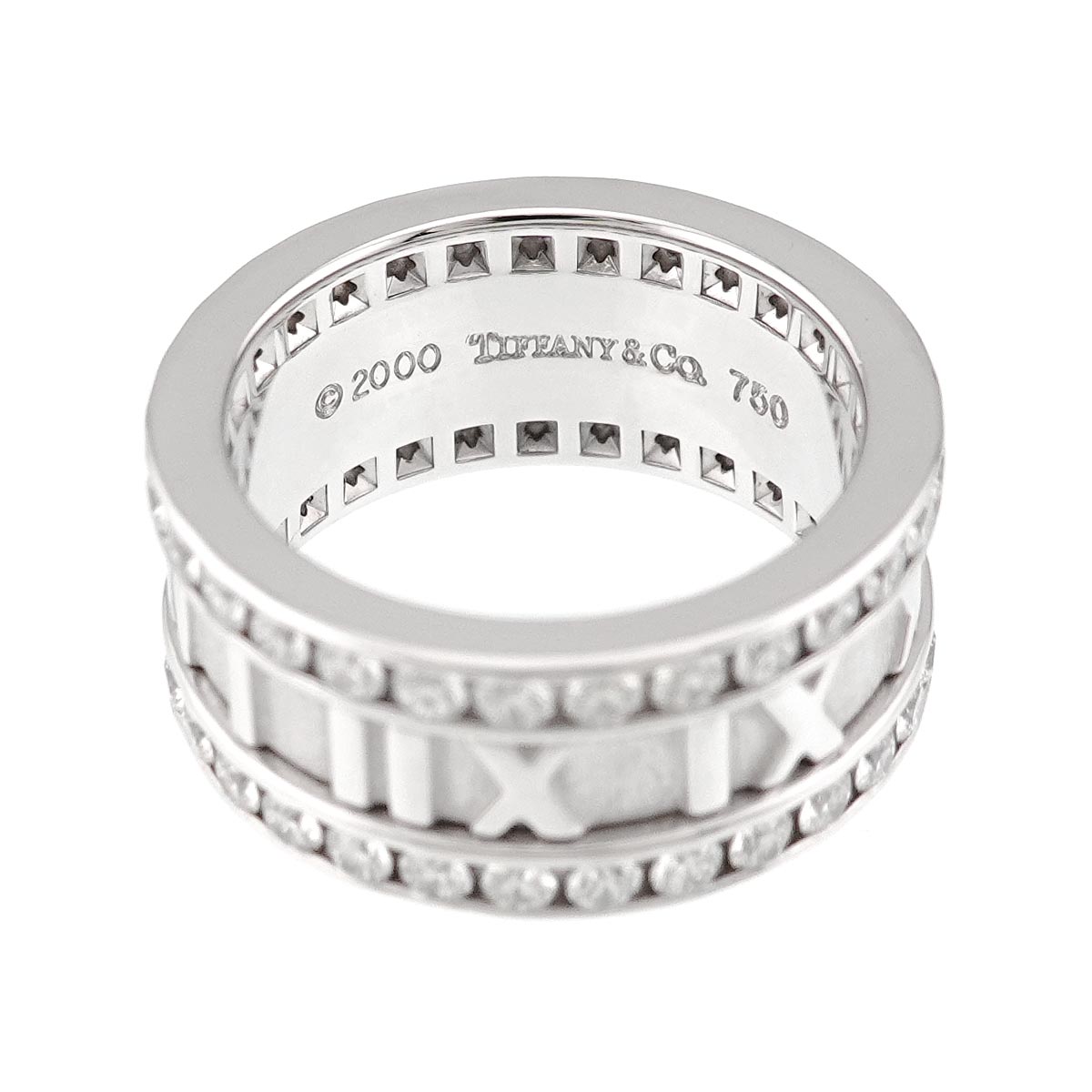 Atlas Full Diamond Ring 18K White Gold 750 size4(US)