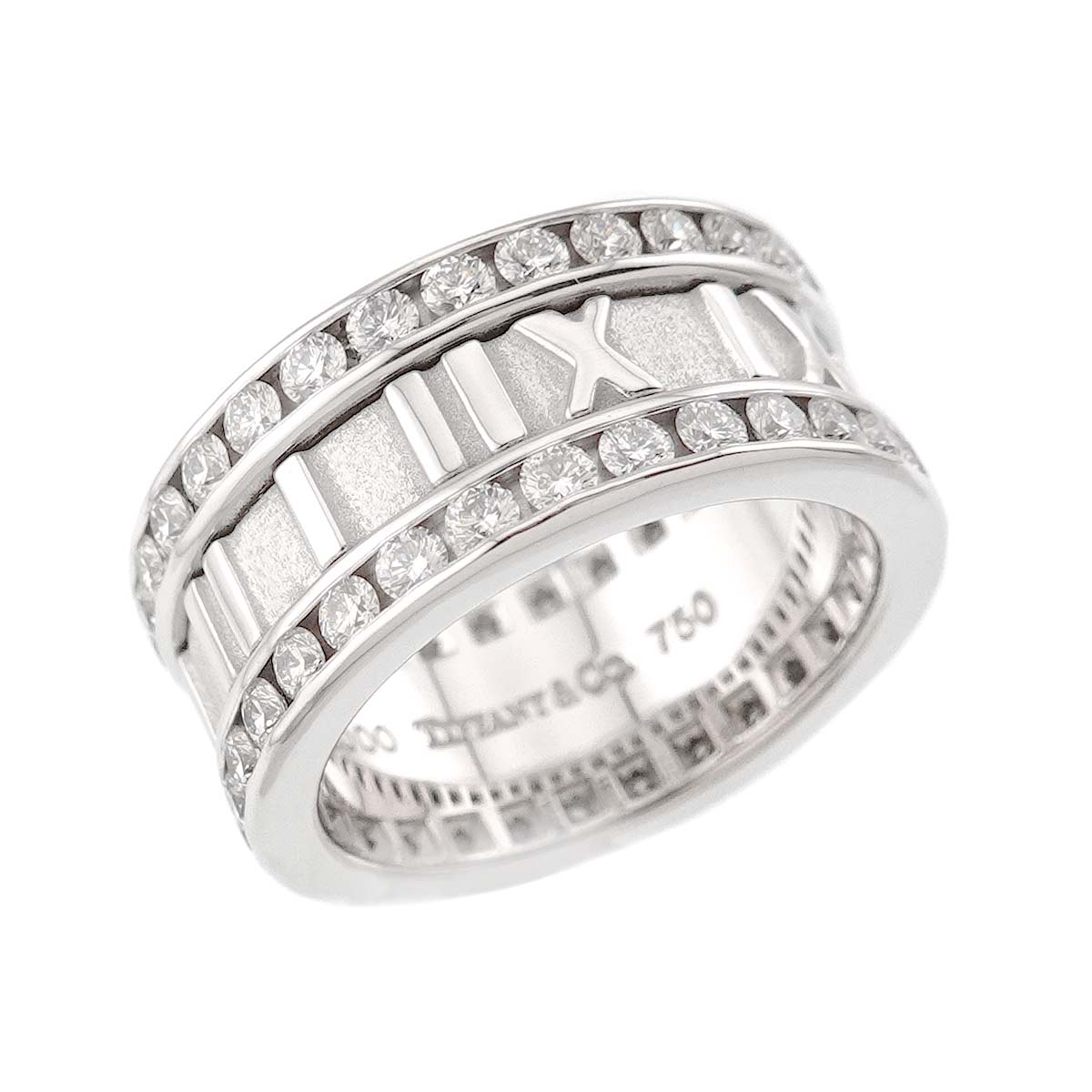 Atlas Full Diamond Ring 18K White Gold 750 size4(US)