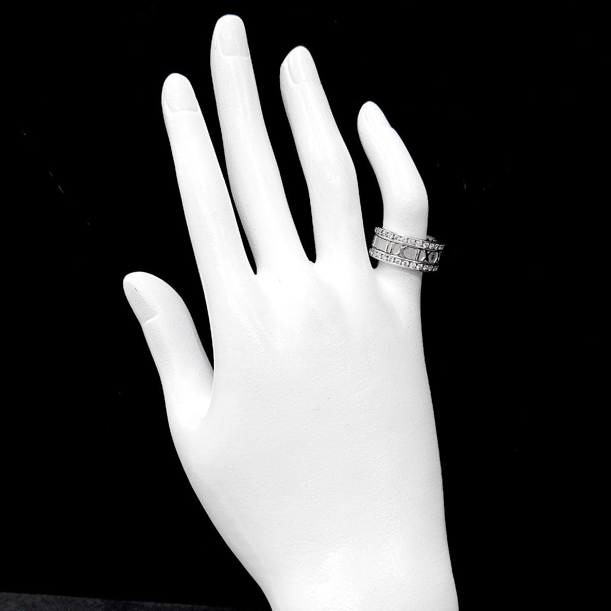 Atlas Full Diamond Ring 18K White Gold 750 size4(US)