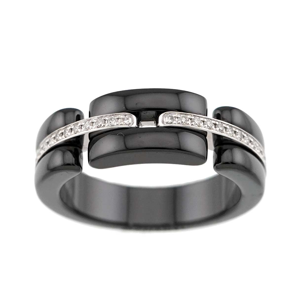ULTRA Diamond Ring Black Ceramic 18K WG 750 Size56 7.25(US)