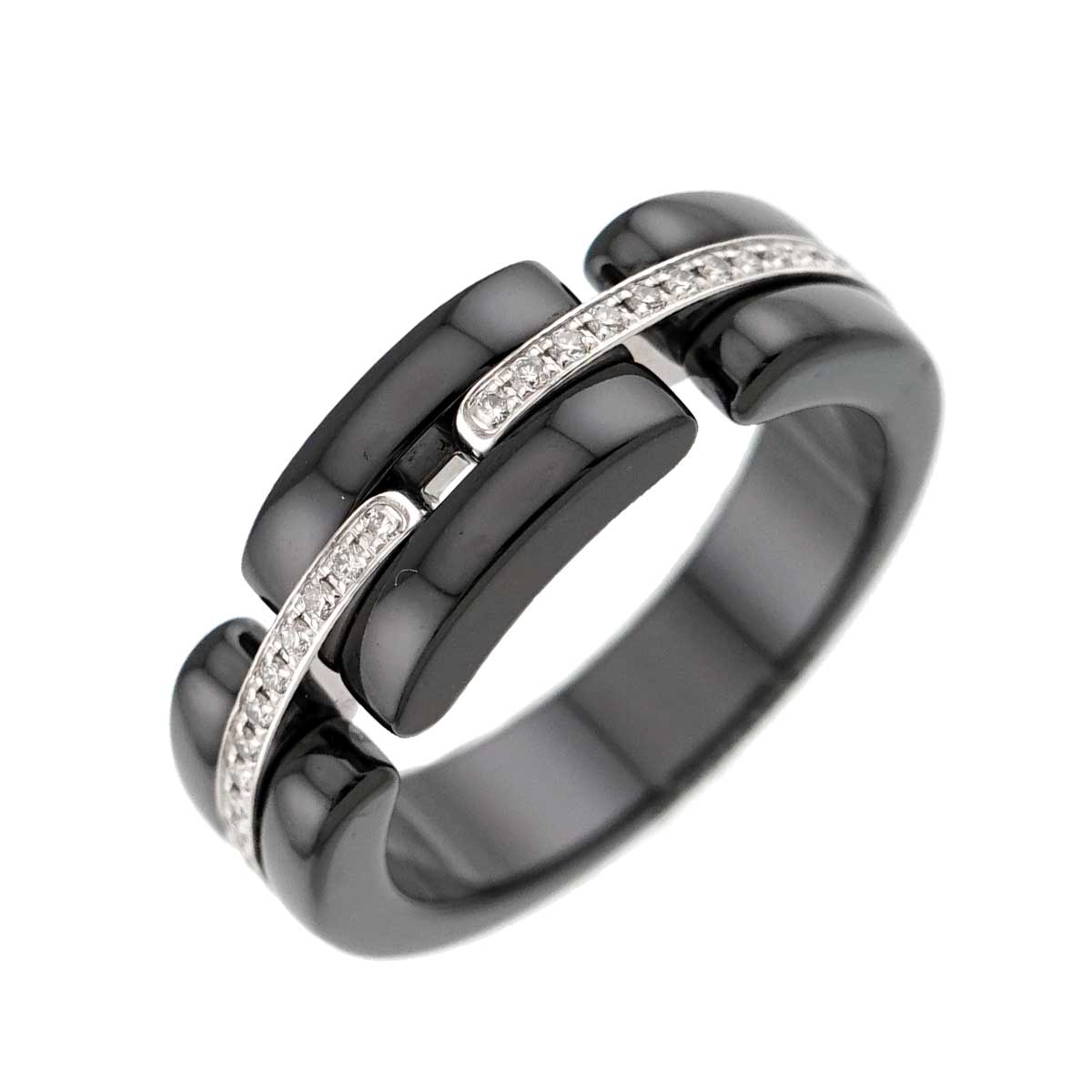 ULTRA Diamond Ring Black Ceramic 18K WG 750 Size56 7.25(US)