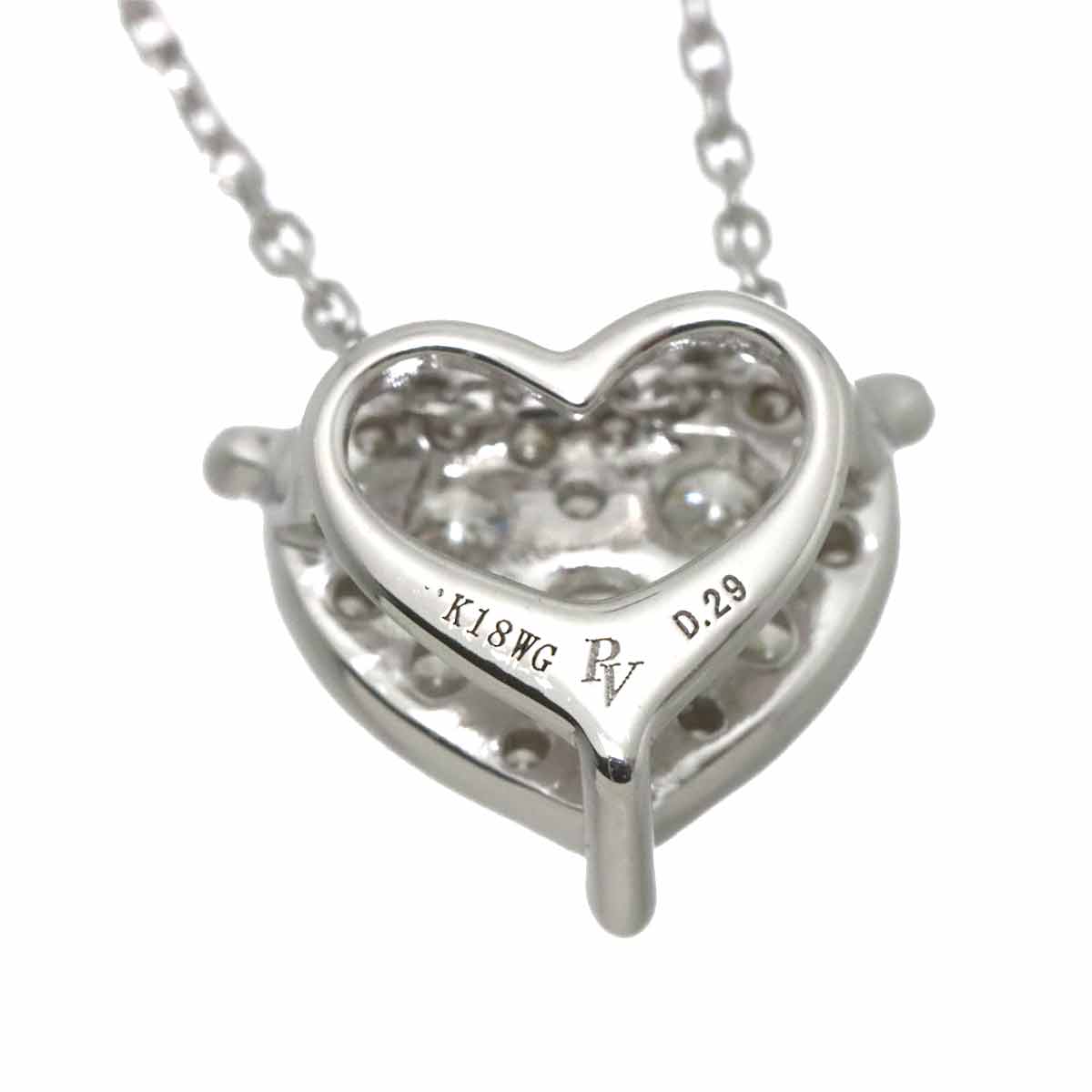 Heart Motif Diamond 0.29ct Necklace 18K White Gold 750