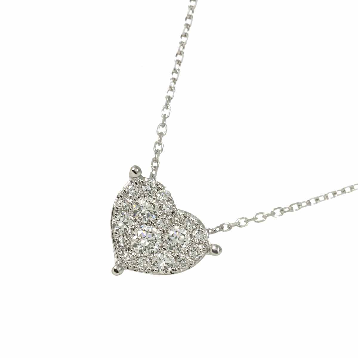 Heart Motif Diamond 0.29ct Necklace 18K White Gold 750