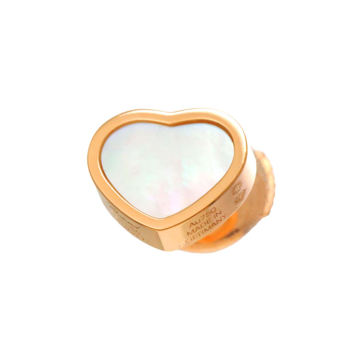 Happy Heart MOP Earring Pierced 18K PG 750 One Piece only