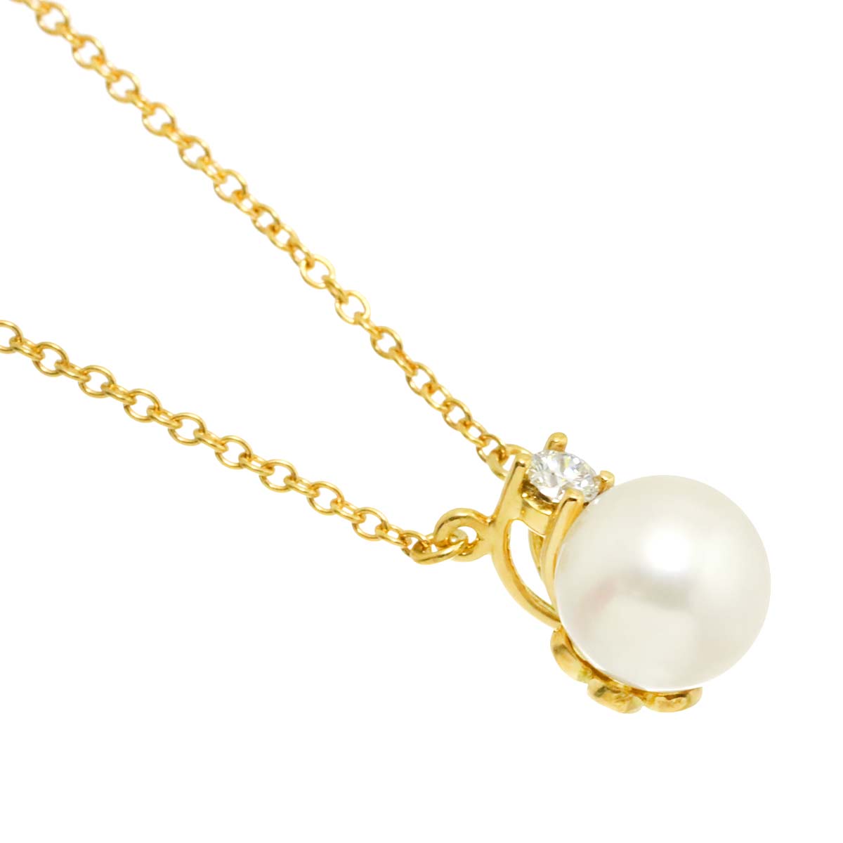 Akoya pearl 6.8mm Diamond Necklace 18K YG 750