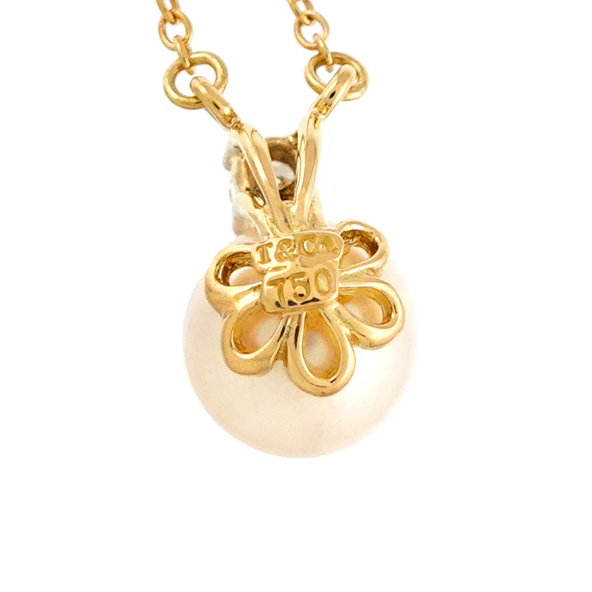 Akoya pearl 6.8mm Diamond Necklace 18K YG 750