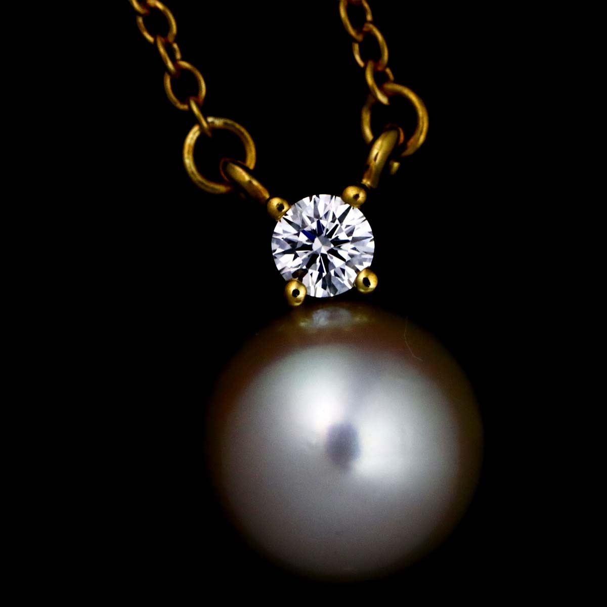 Akoya pearl 6.8mm Diamond Necklace 18K YG 750