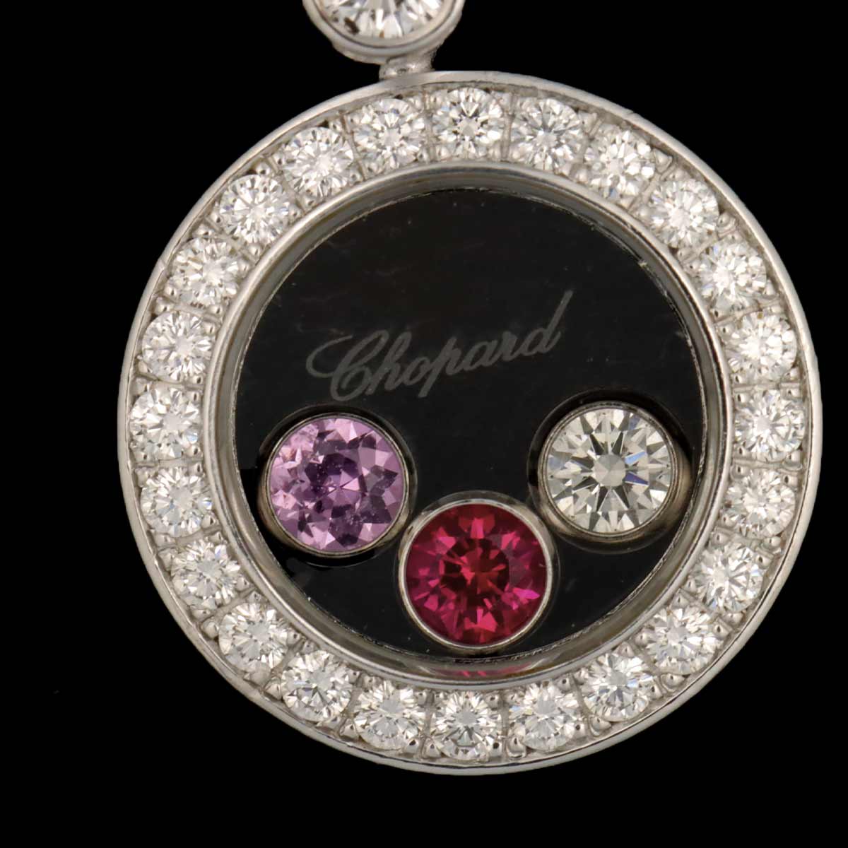 Happy Diamond Sapphire Ruby Necklace 18K White Gold 750