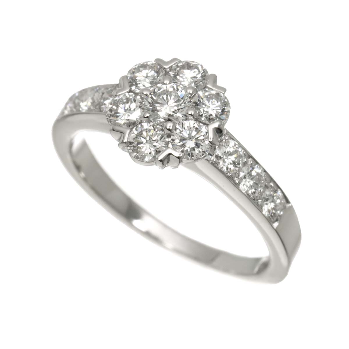 Fleurette Diamond Ring 18K WG 750 size48 4.5(US)