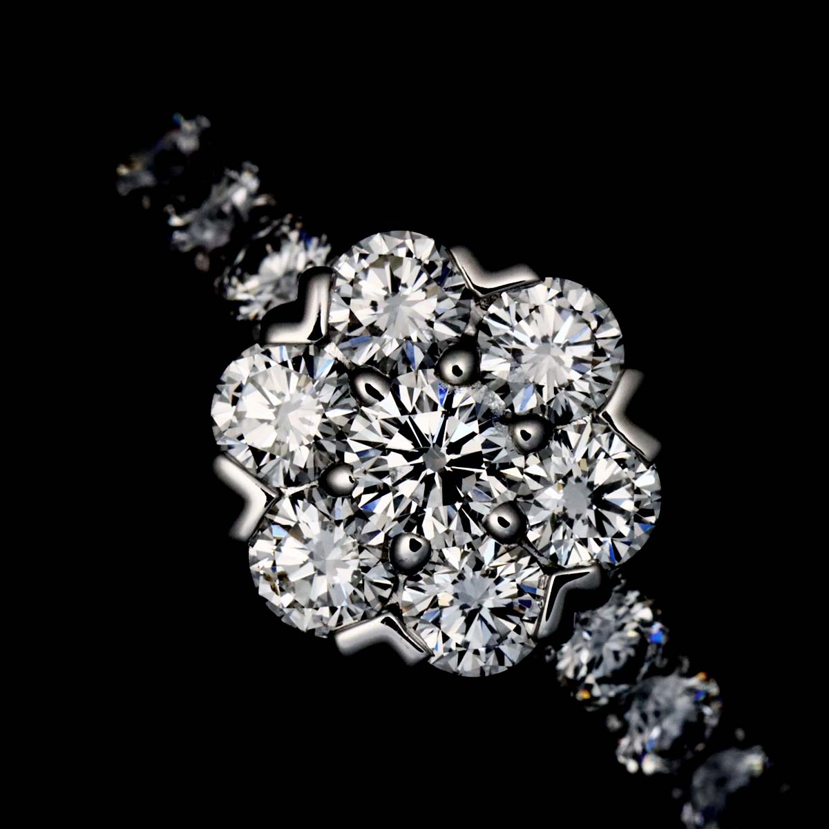 Fleurette Diamond Ring 18K WG 750 size48 4.5(US)