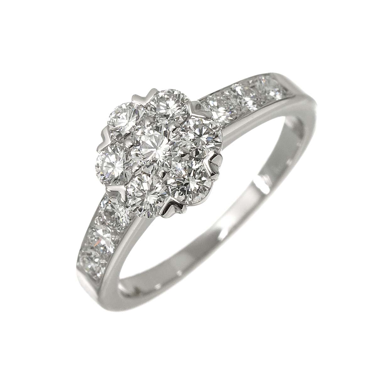 Fleurette Diamond Ring 18K WG 750 size48 4.5(US)