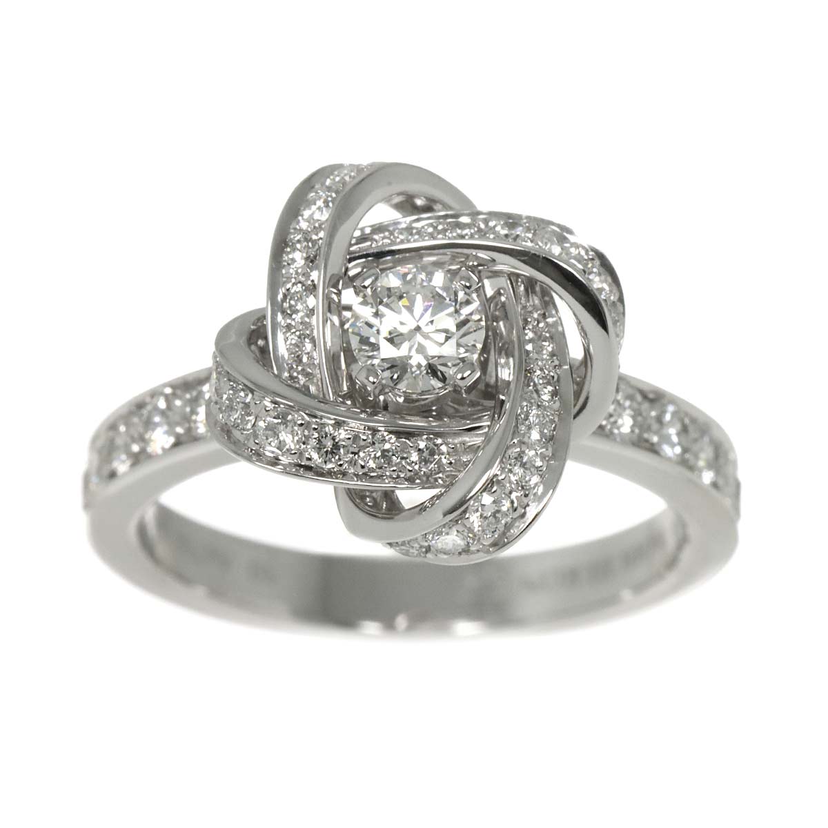 Pivoine Diamond Flower Motif Ring 18K WG 750 Size50 5.25(US)