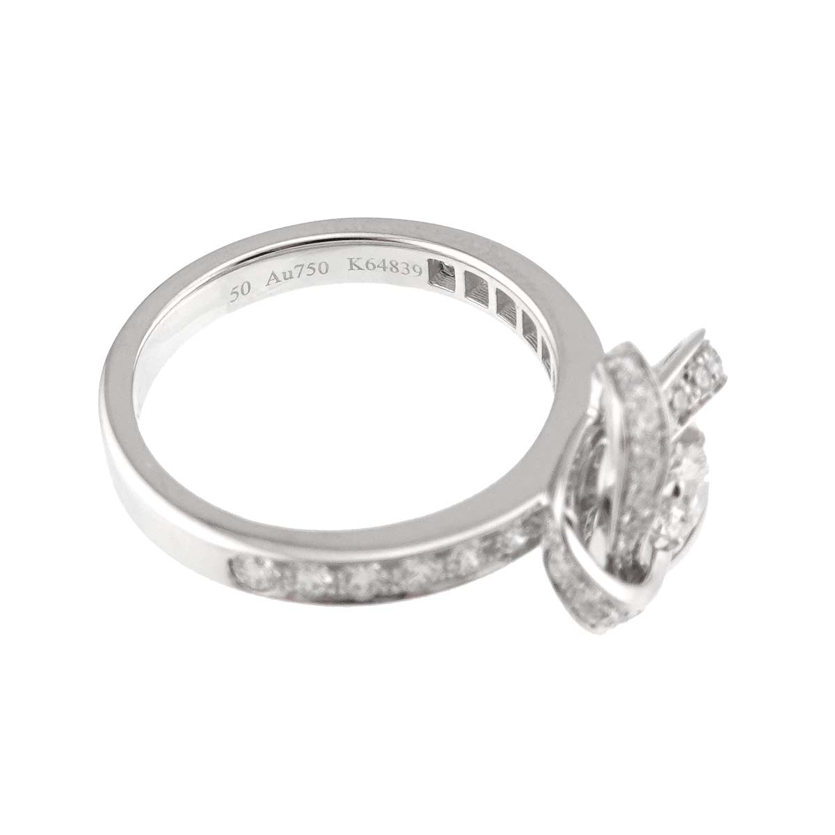 Pivoine Diamond Flower Motif Ring 18K WG 750 Size50 5.25(US)