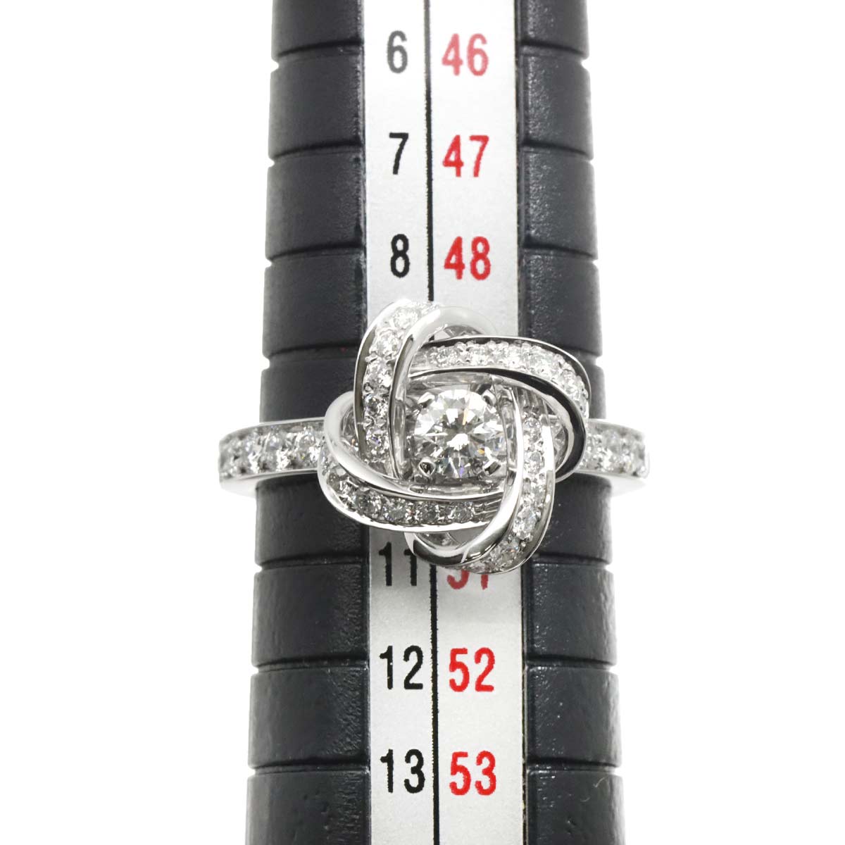 Pivoine Diamond Flower Motif Ring 18K WG 750 Size50 5.25(US)